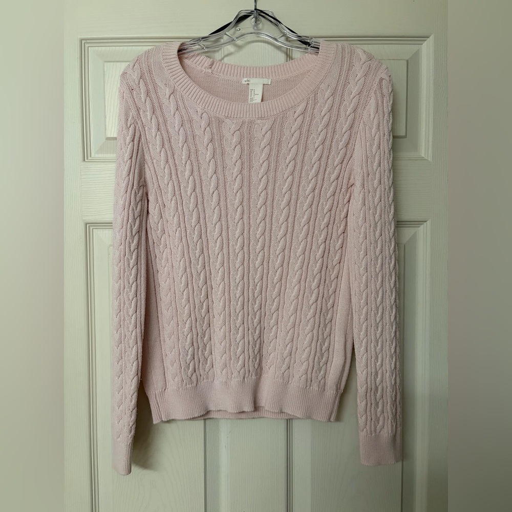 Women's Pink Cable Knit Sweater